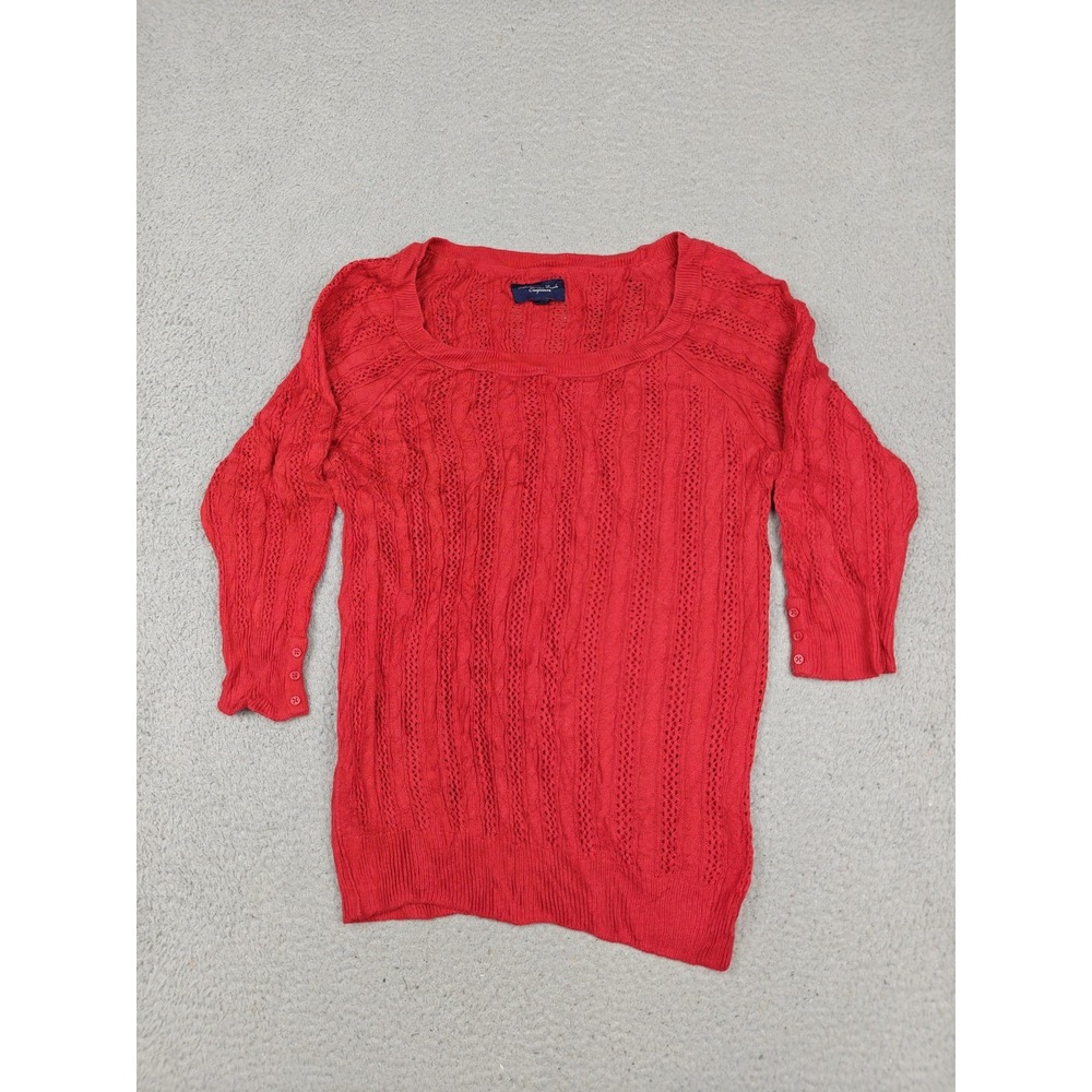 Vintage American Eagle Outfitters Sweater Womens XL Red‎ Cable Knit Pullover